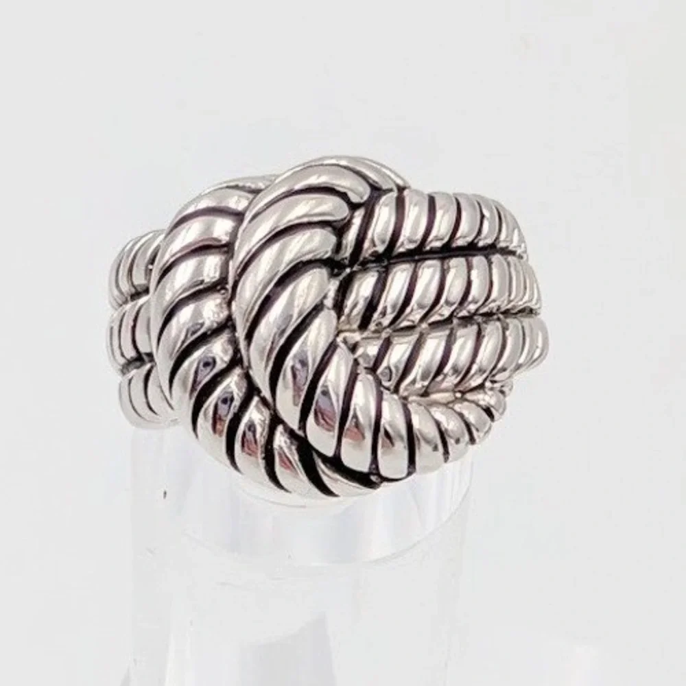 Lia Sophia Love Knot Ring Twist Cable Chunky Silver Tone Statement 8